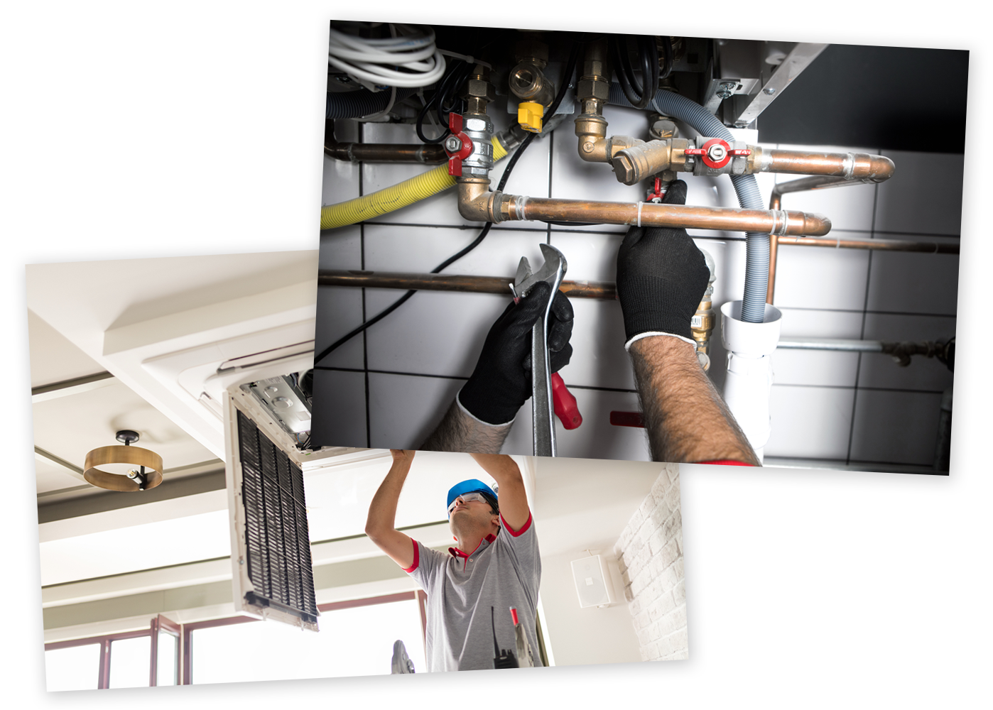 A employee working on plumbing